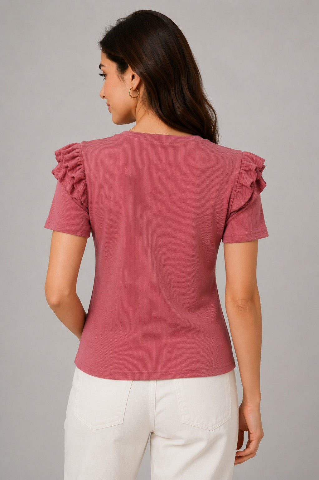 Rose Pink & Beige Cotton Crop Top Combo
