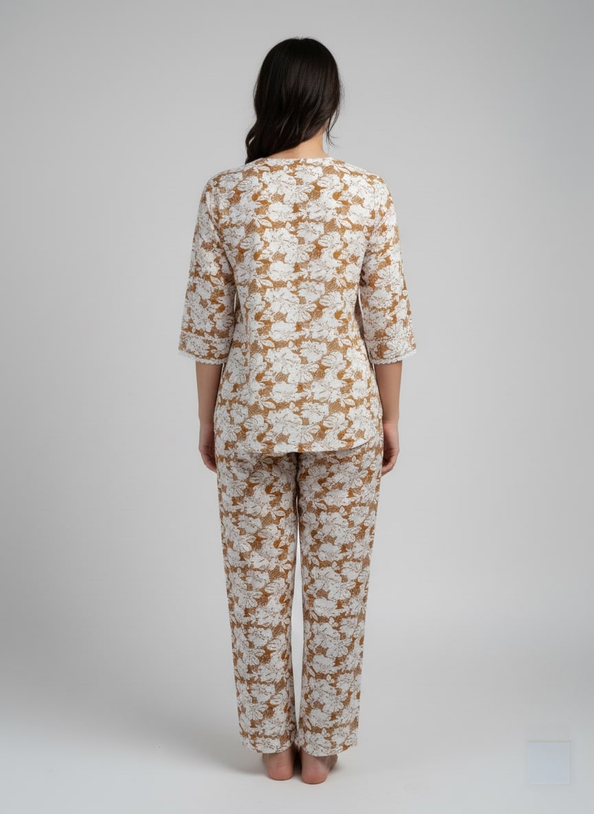 Women Floral Printed Cotton Night Suit Set