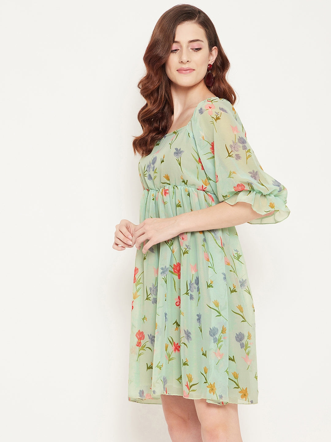 Women Fit and Flare Green Dress