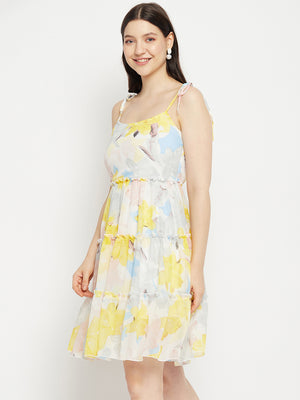 Floral Printed Georgette Fit & Flare Dress