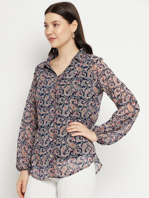 Paisley Printed Smart Opaque Georgette Casual Shirt