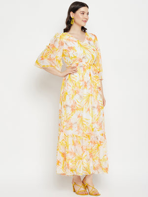 Tropical Printed Georgette Maxi Dress