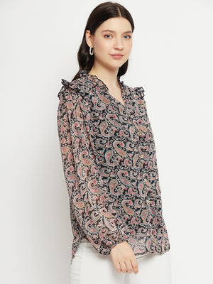 Paisley Printed Smart Opaque Georgette Casual Shirt