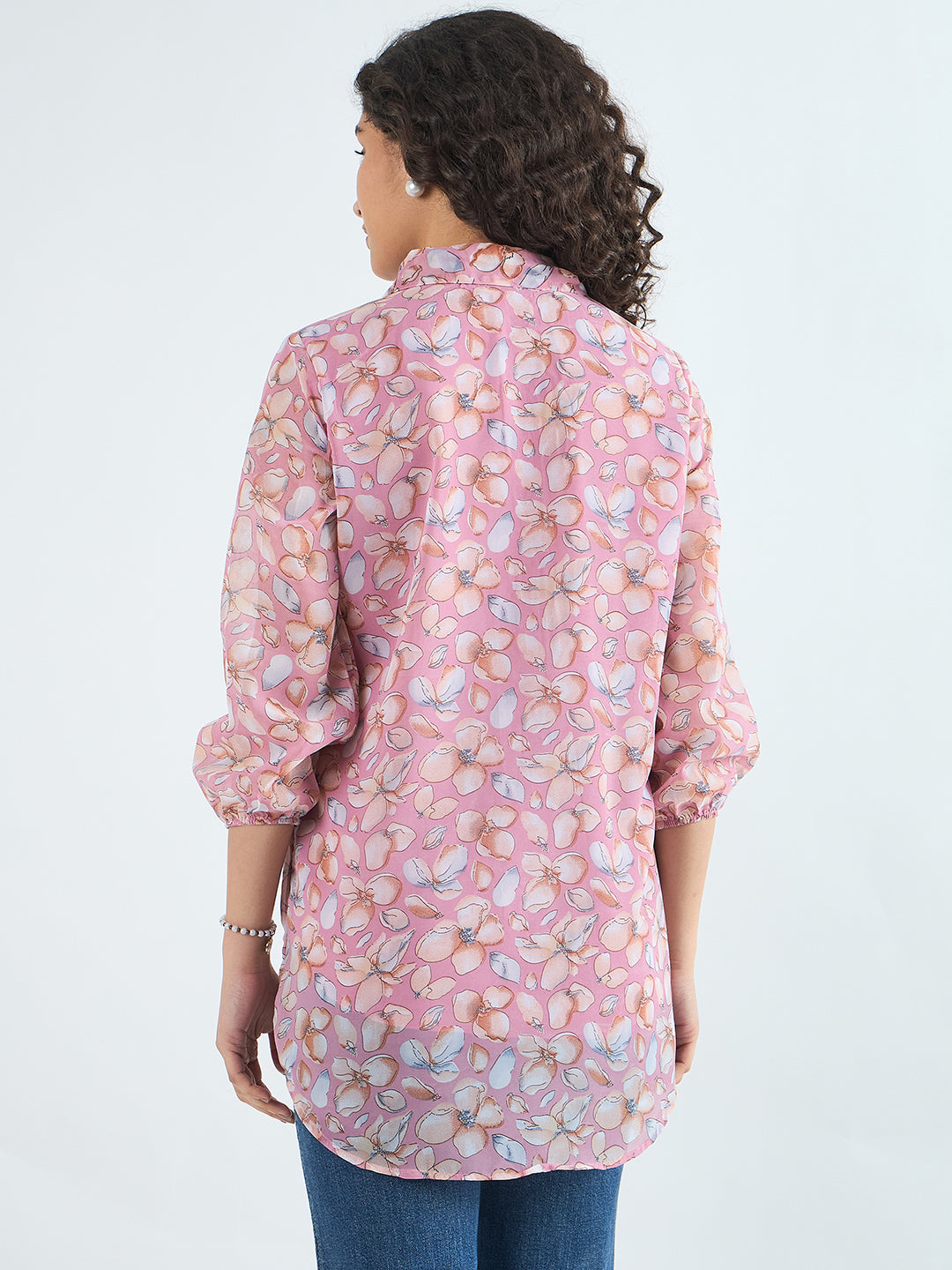 Shirt Collar Printed Tunic