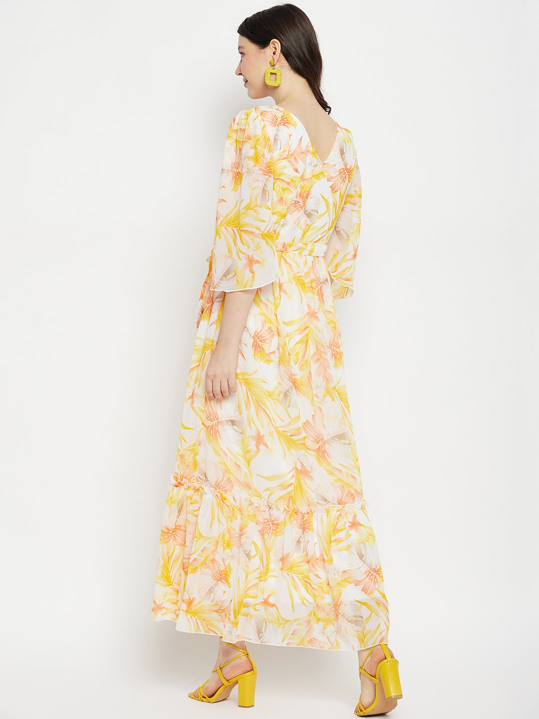 Tropical Printed Georgette Maxi Dress