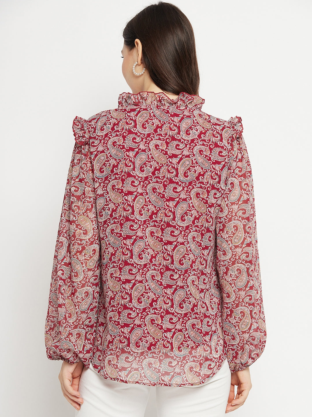 Paisley Printed Smart Opaque Georgette Casual Shirt