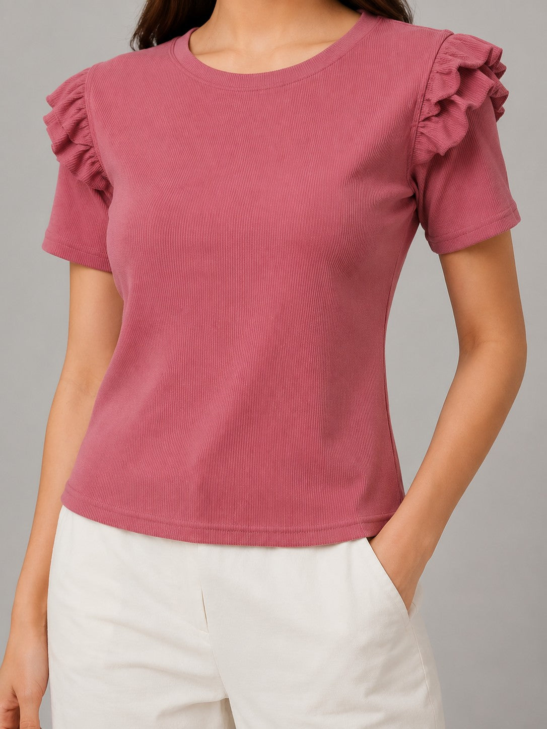 Black & Rose Pink Cotton Crop Top Combo