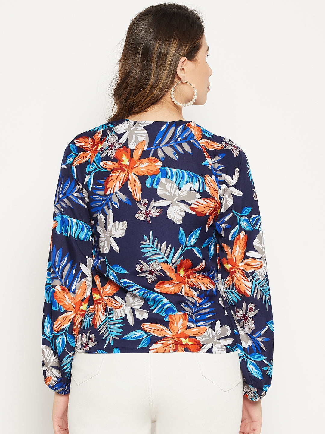 Floral Printed Puff Sleeve Blouson Top