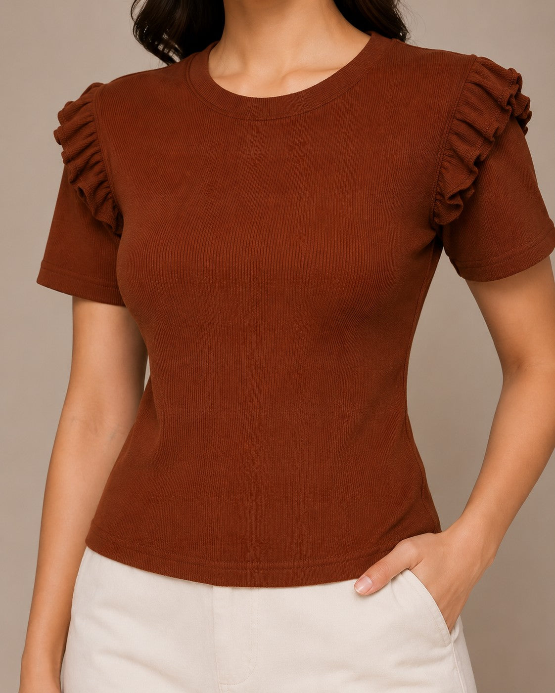 Brown & Sky Blue Cotton Crop Top Combo