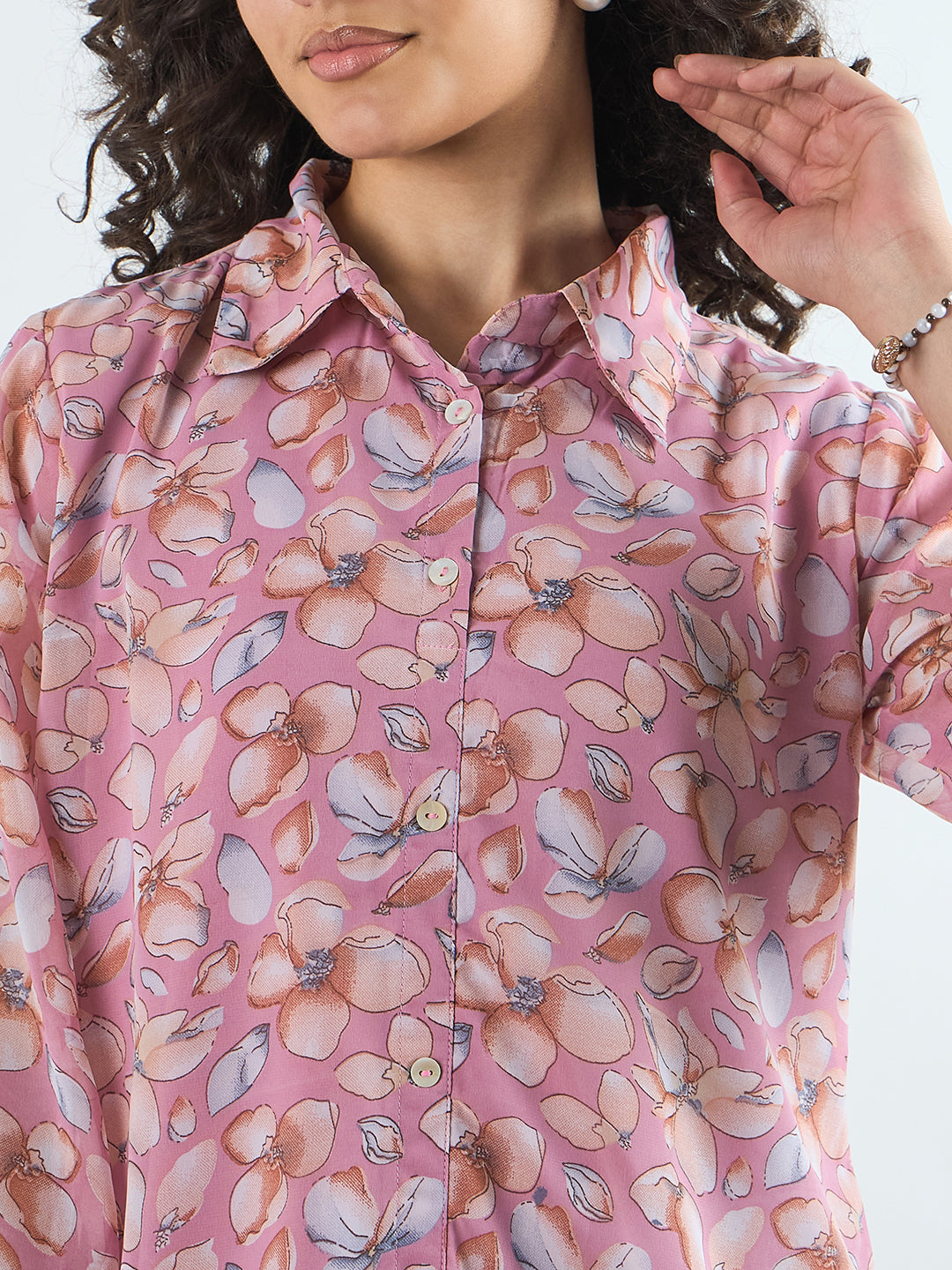 Shirt Collar Printed Tunic