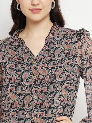 Paisley Printed Smart Opaque Georgette Casual Shirt