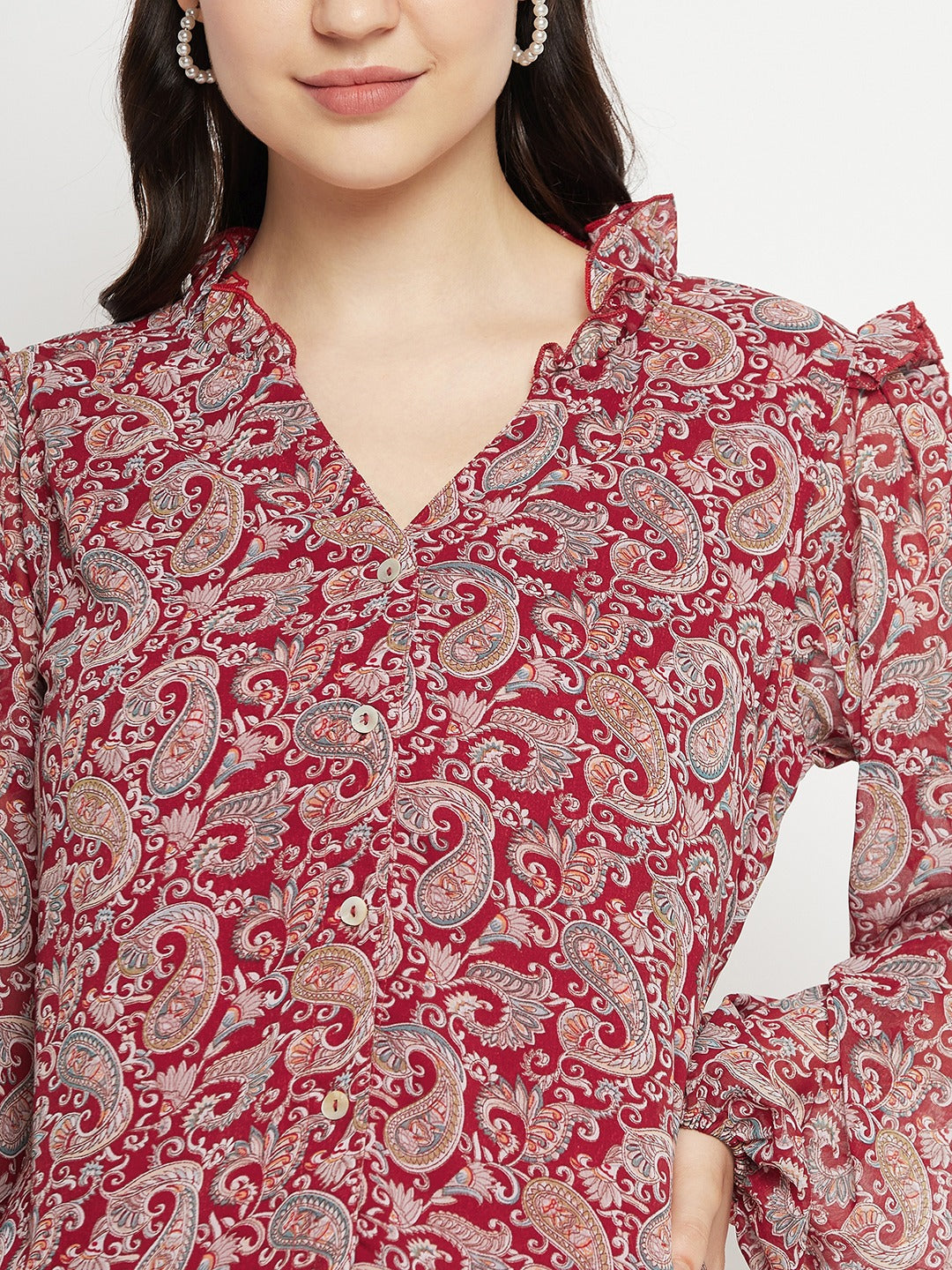 Paisley Printed Smart Opaque Georgette Casual Shirt