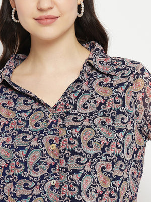 Paisley Printed Smart Opaque Georgette Casual Shirt