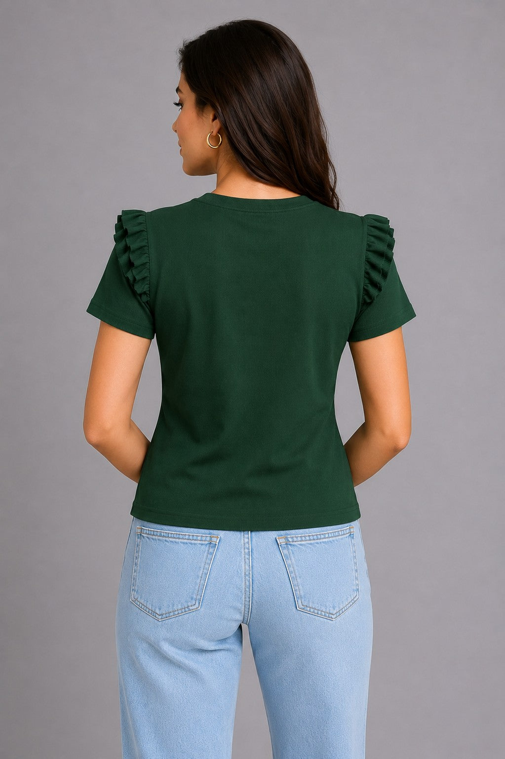 Brown & Bottle Green Cotton Crop Top Combo