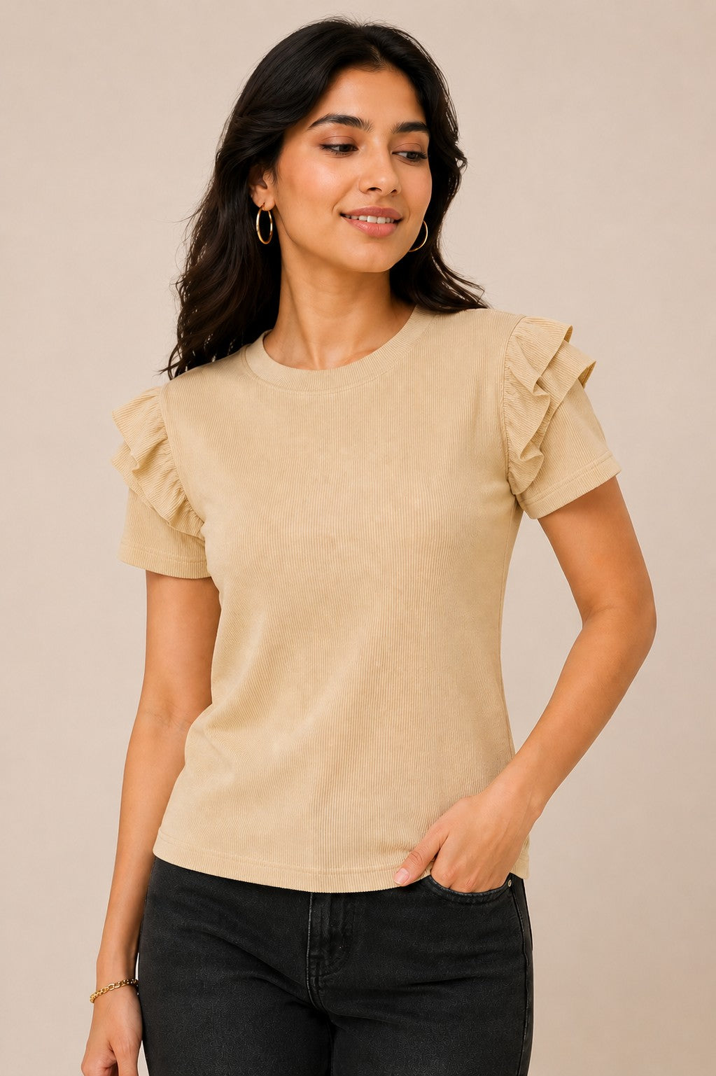Black & Beige Cotton Crop Top Combo