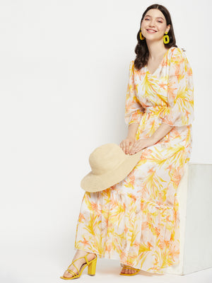 Tropical Printed Georgette Maxi Dress