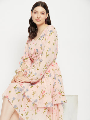 Farm Rio Long-Sleeve Floral Wrap Midi Dress | Anthropologie