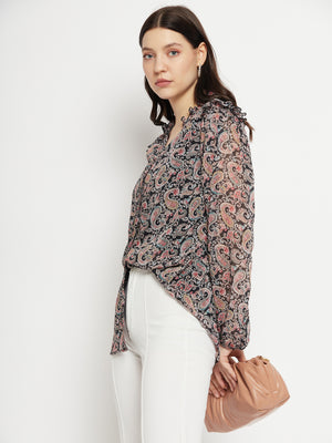 Paisley Printed Smart Opaque Georgette Casual Shirt