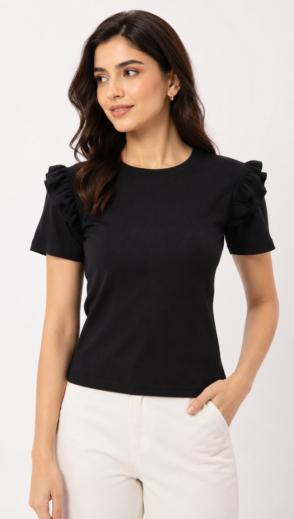 Black & Beige Cotton Crop Top Combo