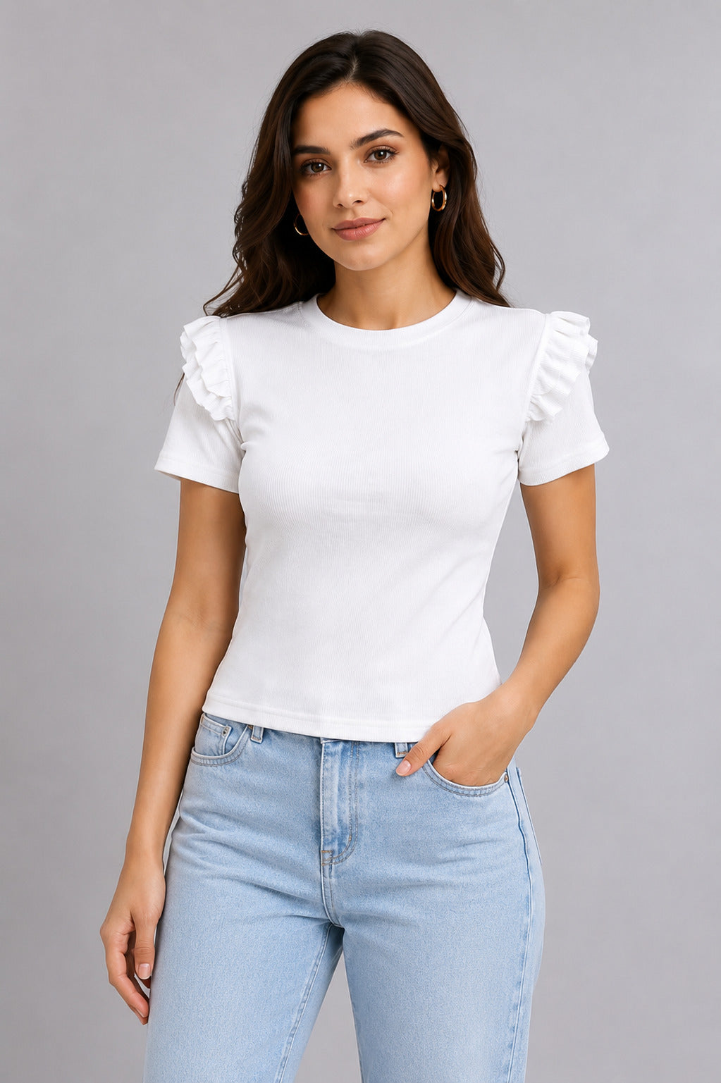 White & Brown Cotton Crop Top Combo