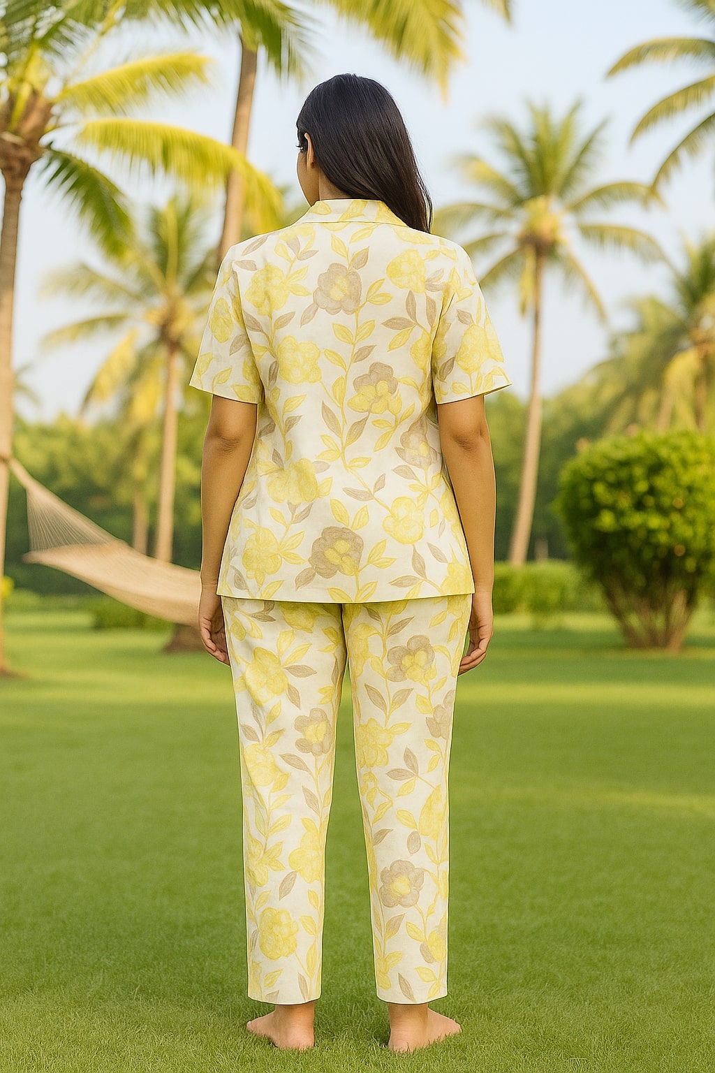 Women Floral Printed Notch Collar Night Suit Set