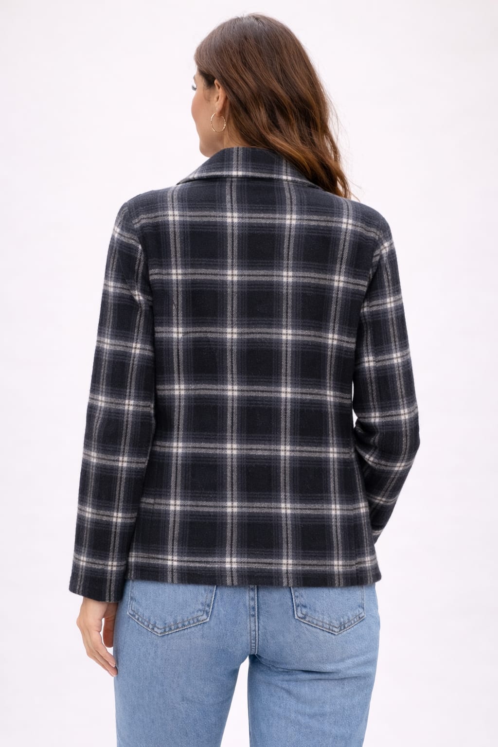 Women oversized Checked Flannel Shacket Shirt