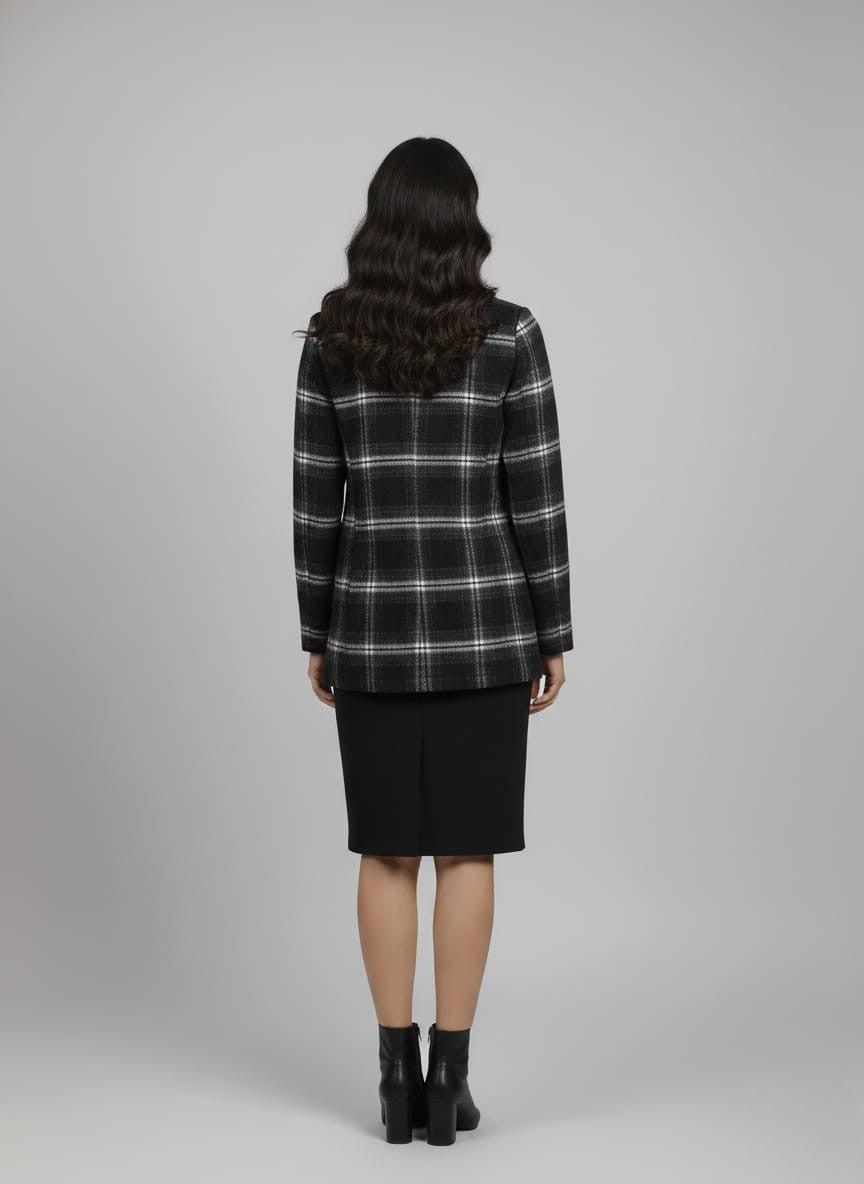 Women’s Checked Cotton Flannel Notch Collar Jacket