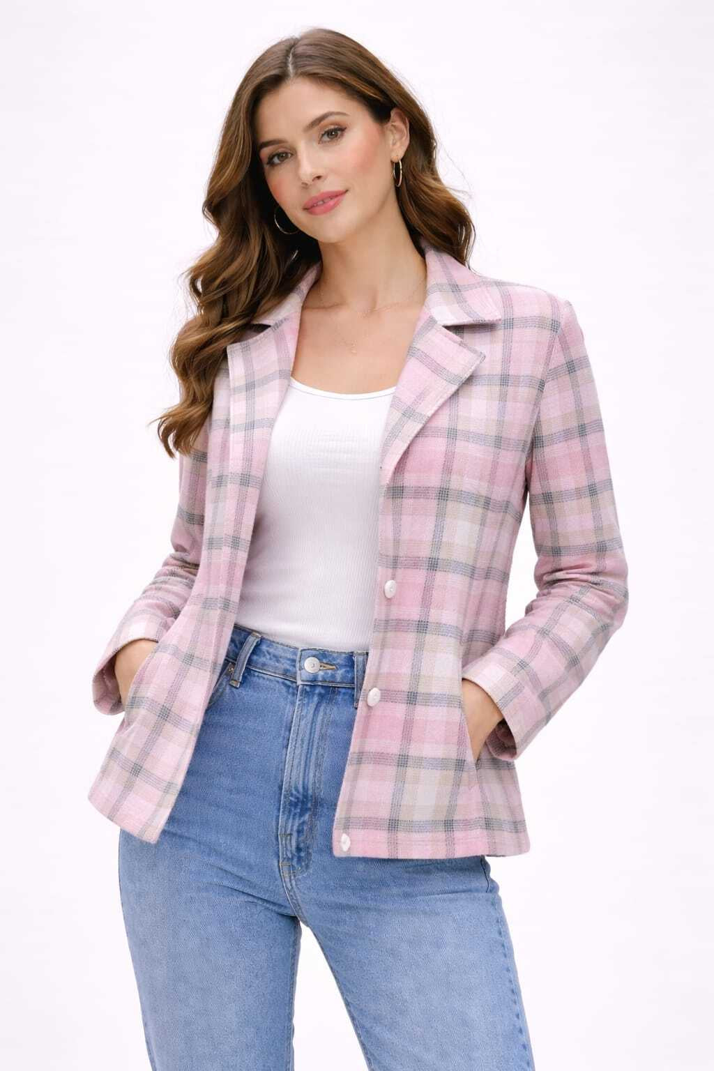 Women oversized Checked Flannel Shacket Shirt