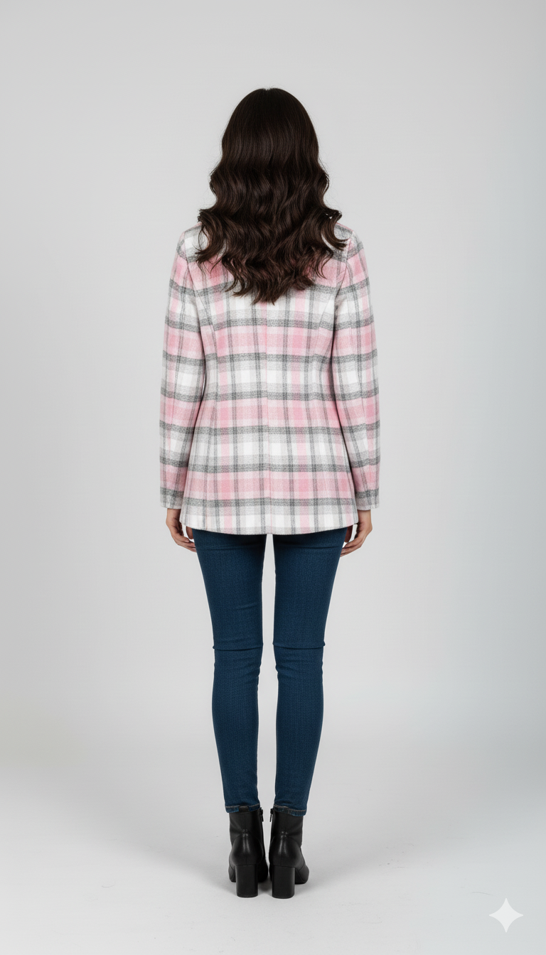 Women’s Checked Cotton Flannel Notch Collar Jacket
