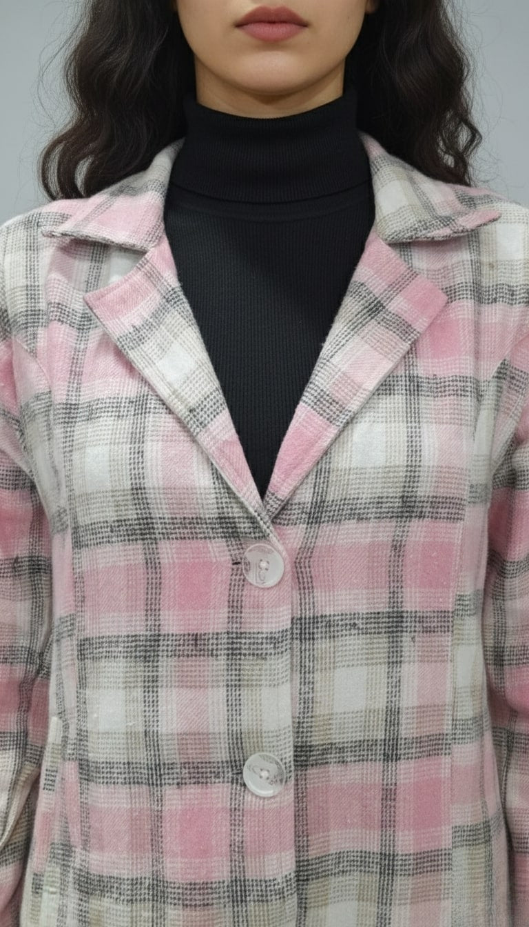 Women oversized Checked Flannel Shacket Shirt