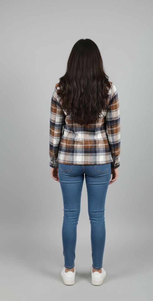 Women’s Checked Cotton Flannel Notch Collar Jacket