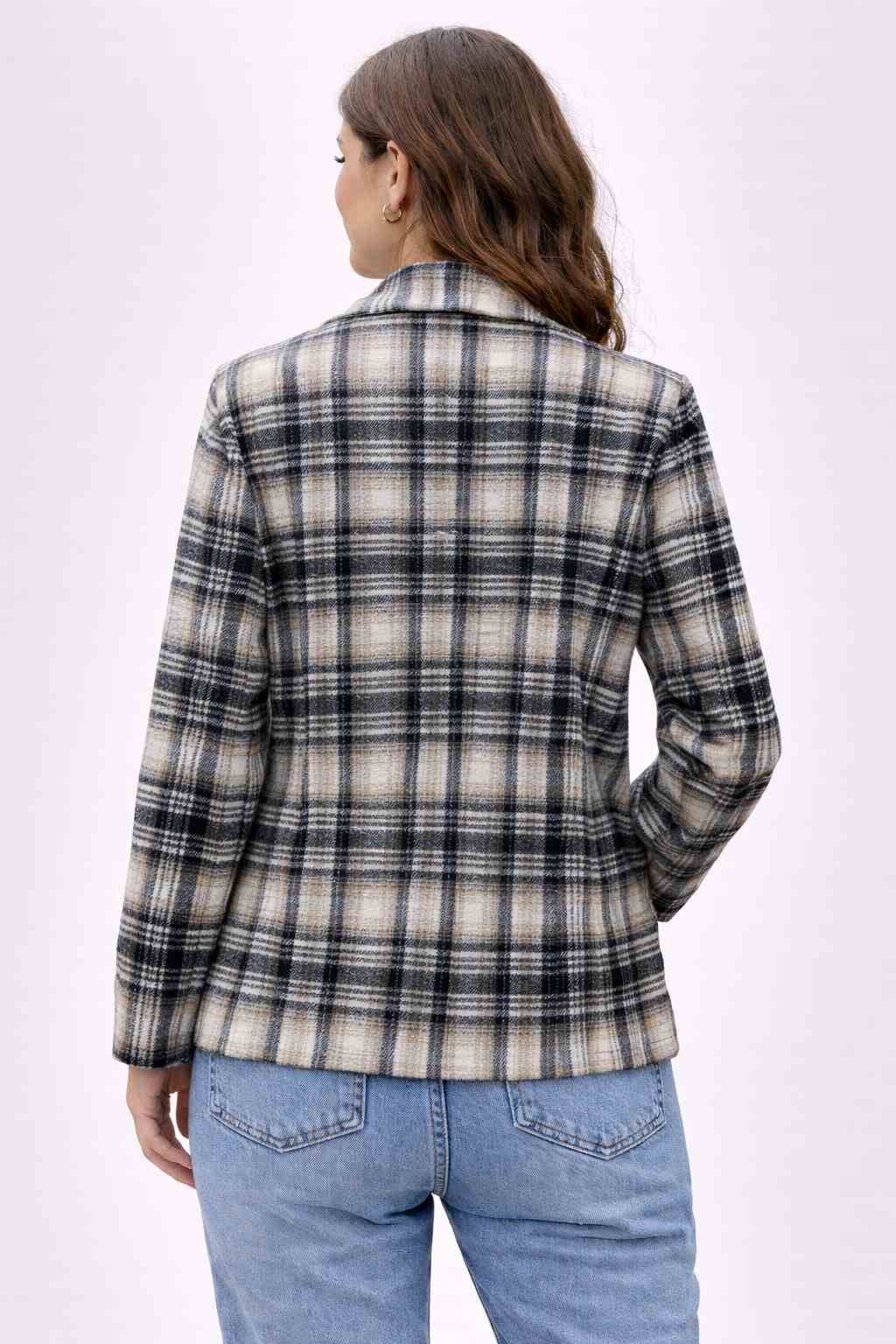 Women oversized Checked Flannel Shacket Shirt