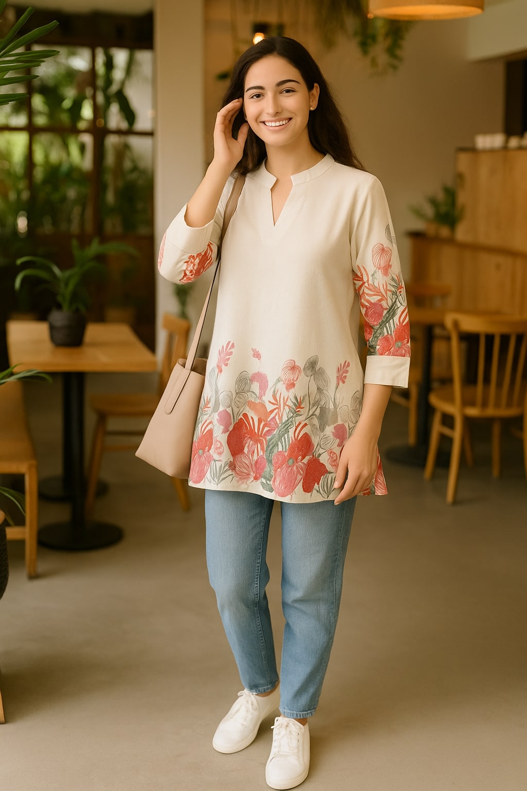 Women's Cotton Floral Print Tunic