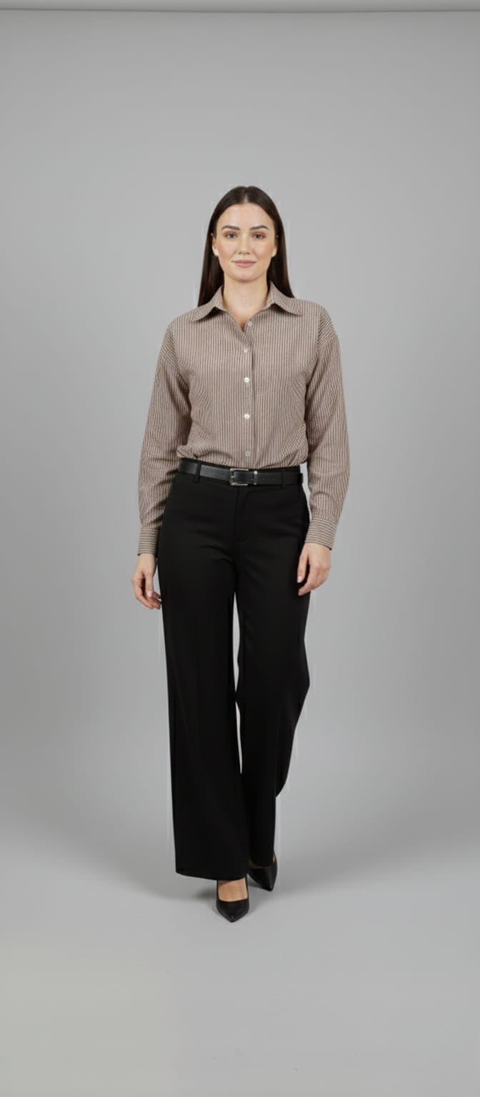 Women's Cotton Stripe Oversize High Low Shirt