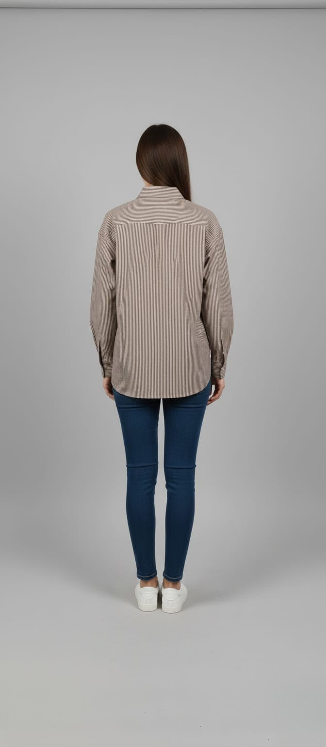 Women's Cotton Stripe Oversize High Low Shirt