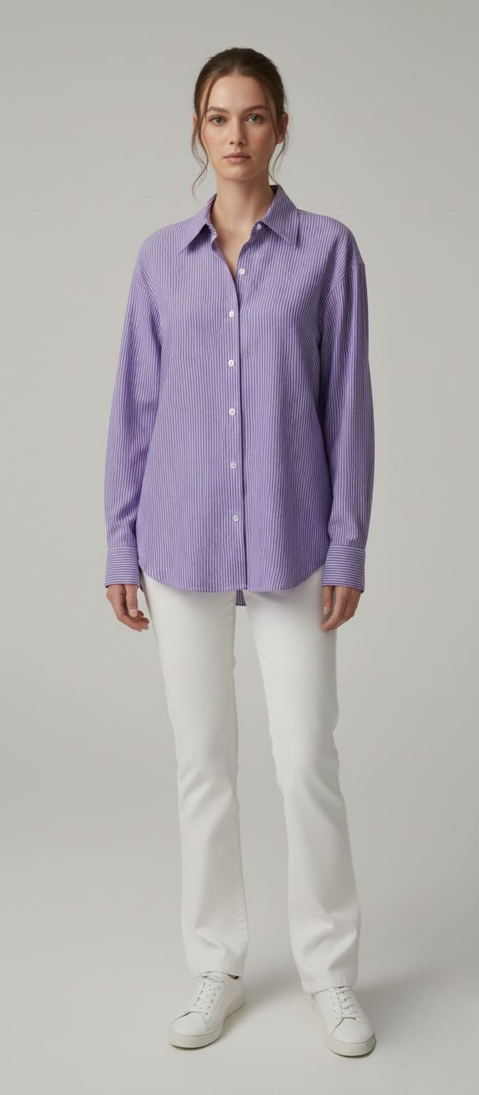 Women's Cotton Stripe Oversize High Low Shirt