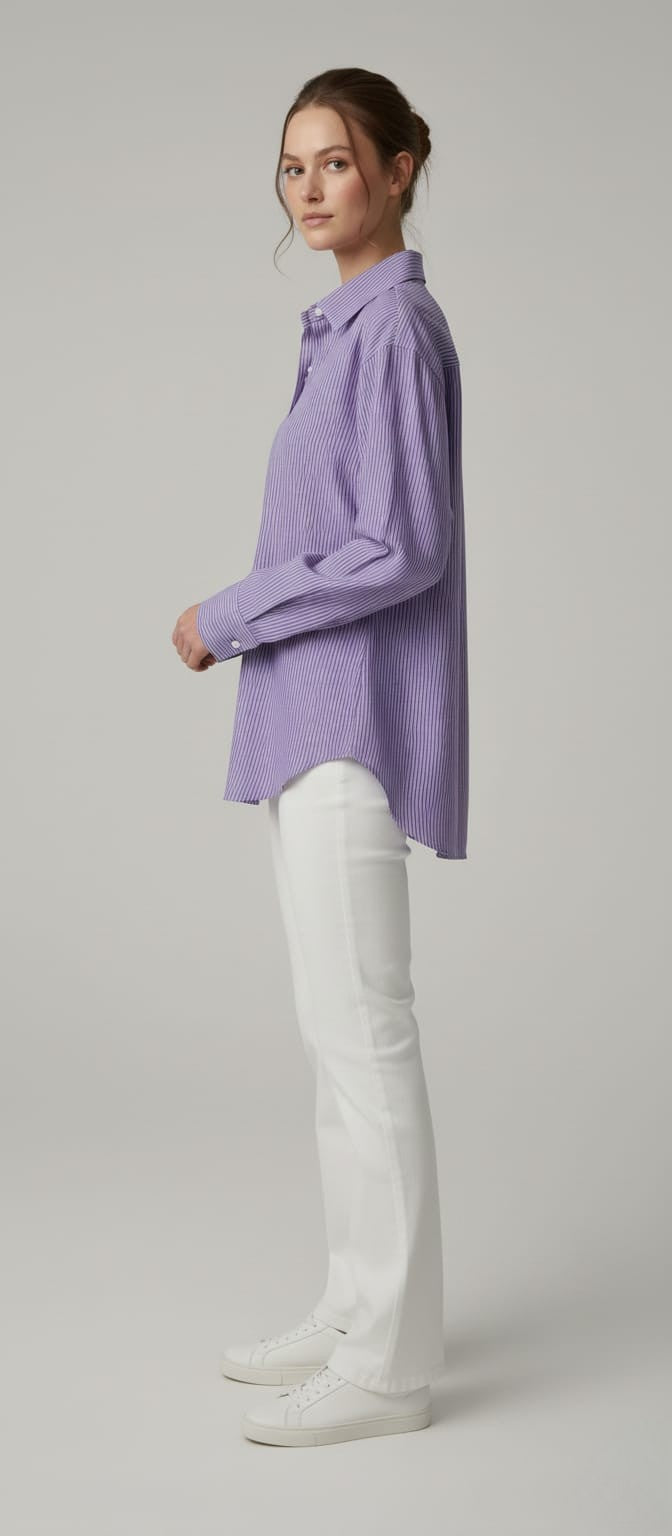 Women's Cotton Stripe Oversize High Low Shirt