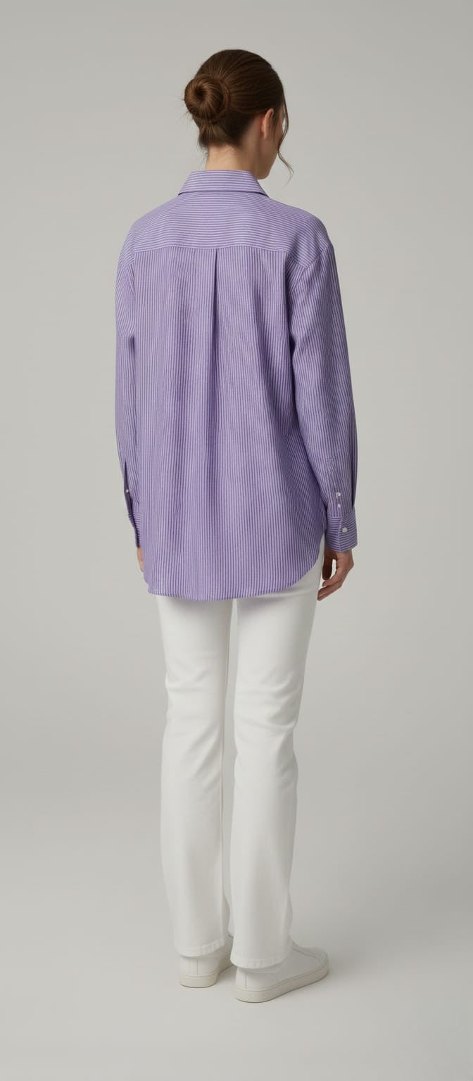 Women's Cotton Stripe Oversize High Low Shirt