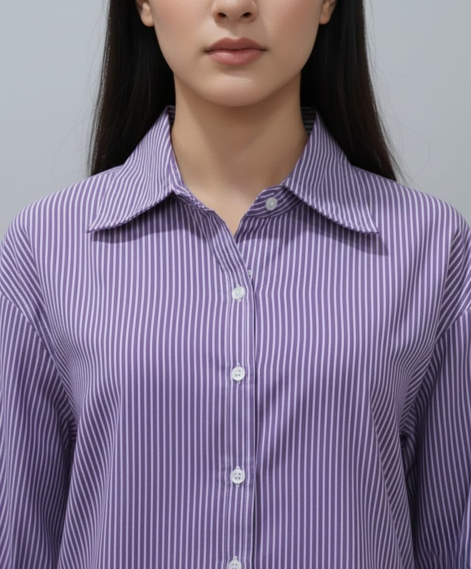 Women's Cotton Stripe Oversize High Low Shirt