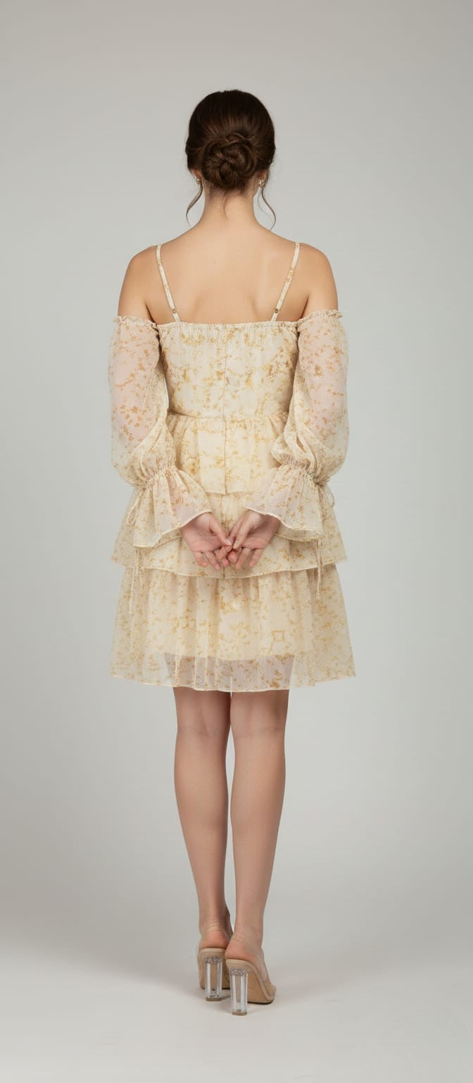 Women’s Off-Shoulder Tiered Floral A-Line Dress