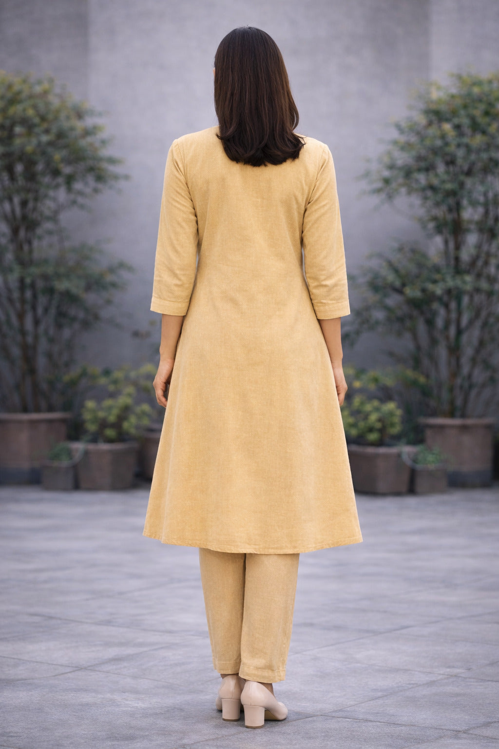 Women's Cotton Solid Pintuck Kurta Set
