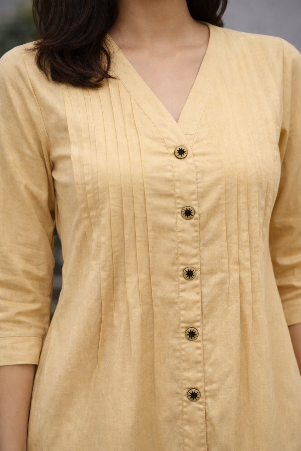 Women's Cotton Solid Pintuck Kurta Set