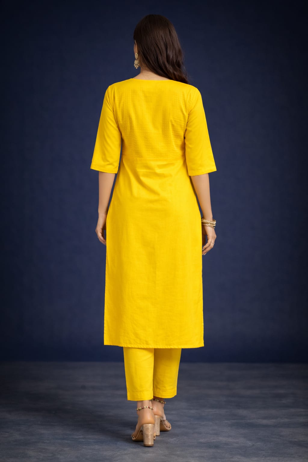 Women's Cotton Solid Pintuck Kurta Set