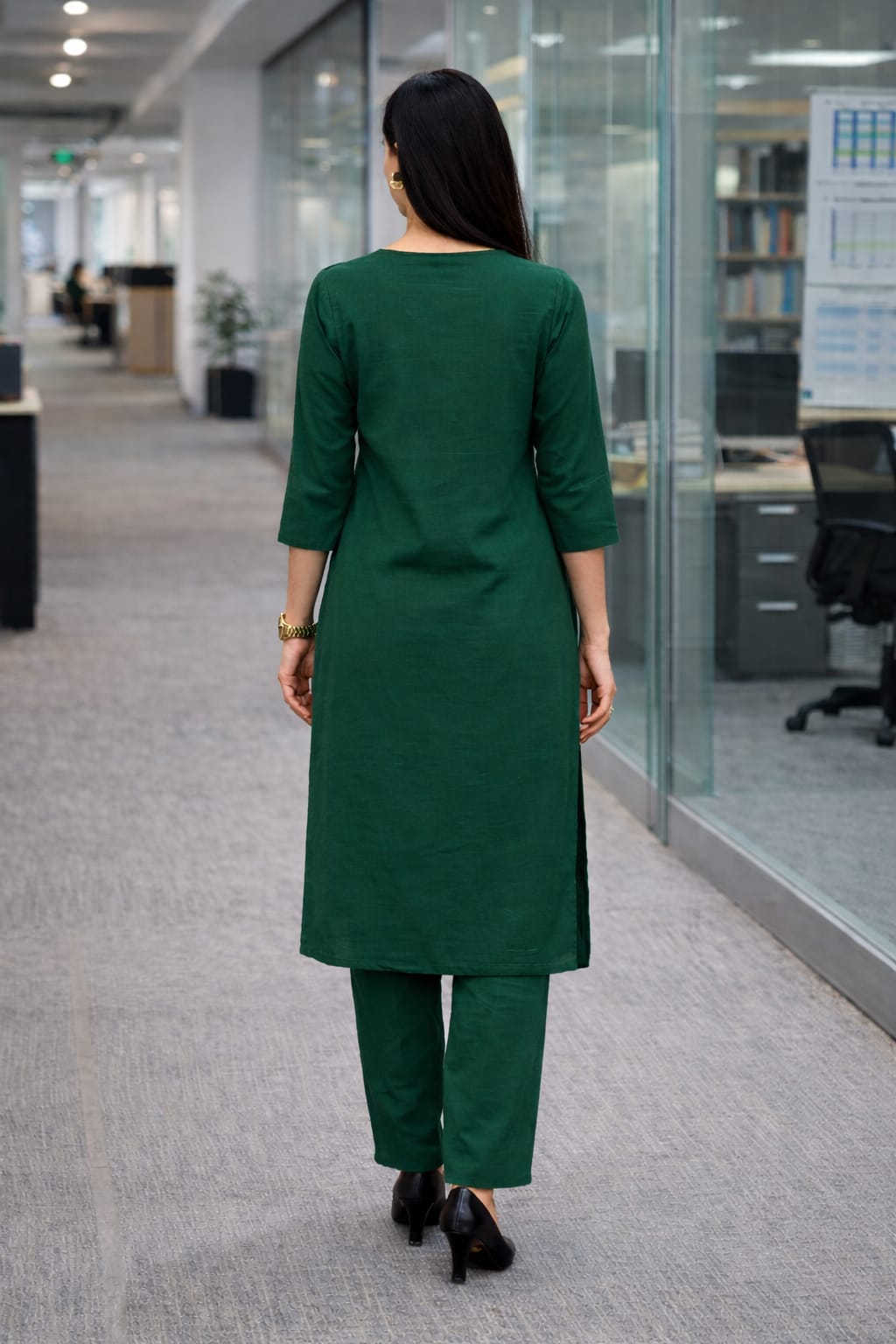 Women's Cotton Solid Pintuck Kurta Set