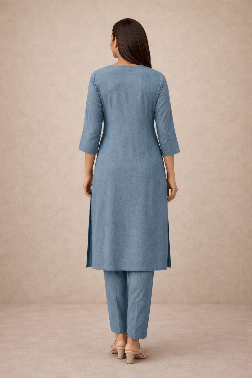 Women's Cotton Solid Pintuck Kurta Set