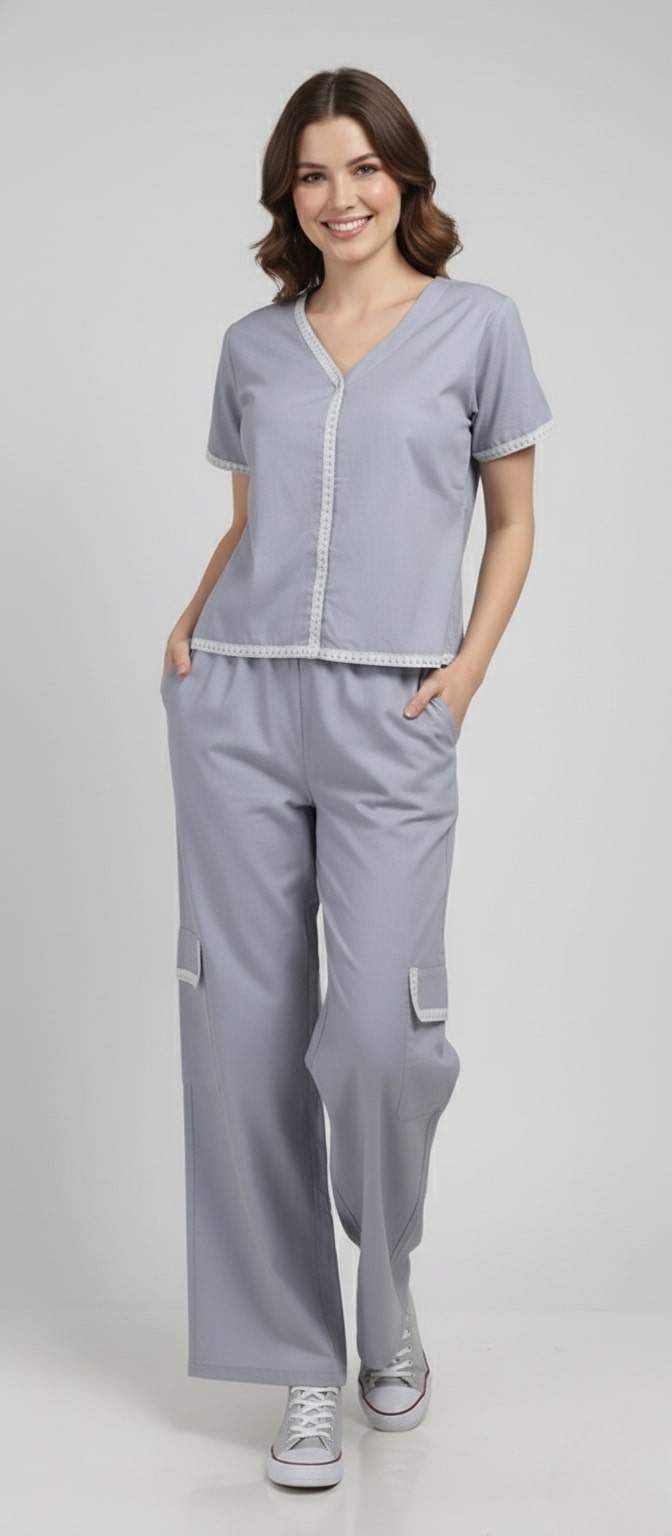 Sweetheart Neck Top With Cargo Pant