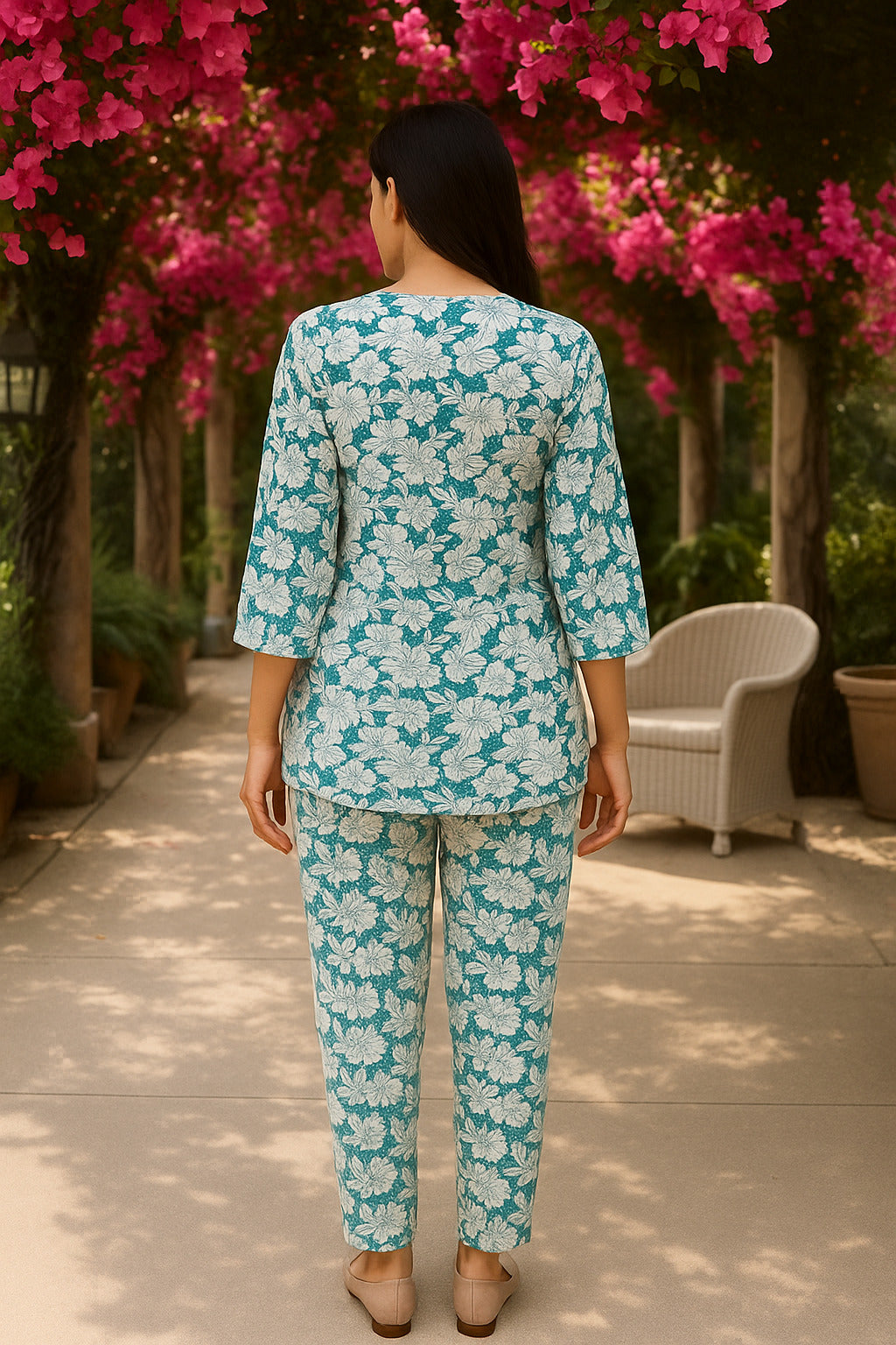 Women Floral Printed Cotton Night Suit Set