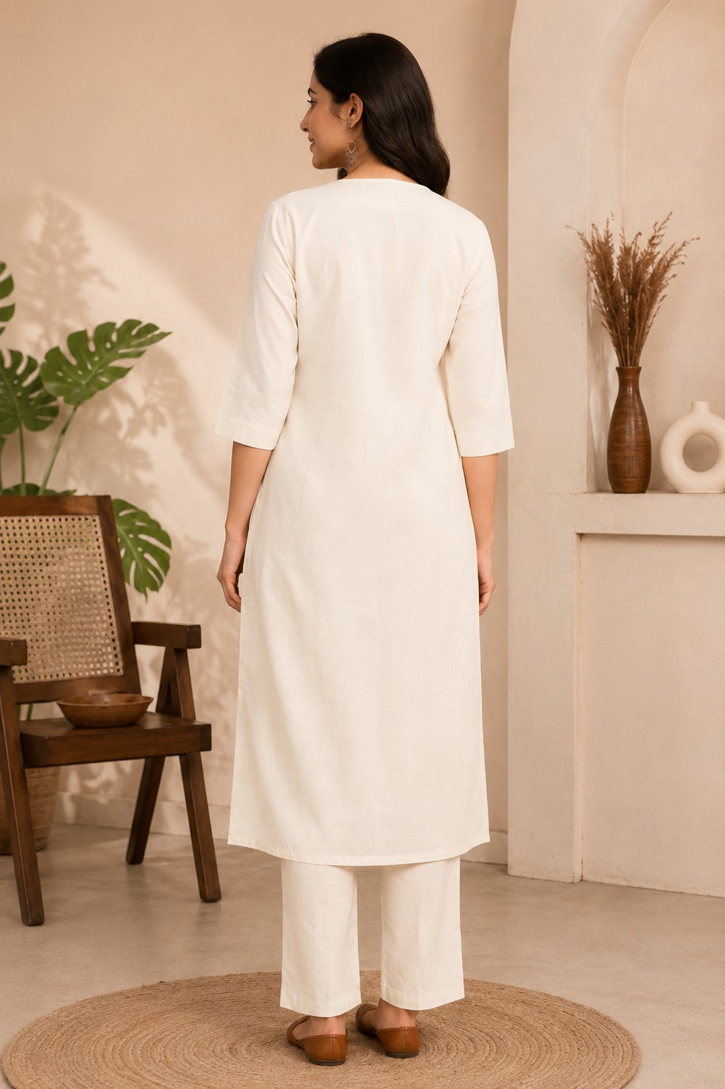 Women's Cotton Solid Pintuck Kurta Set