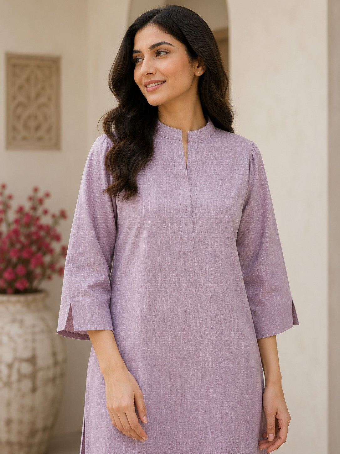 Women's Solid Cotton Straight Kurta with Trousers Set