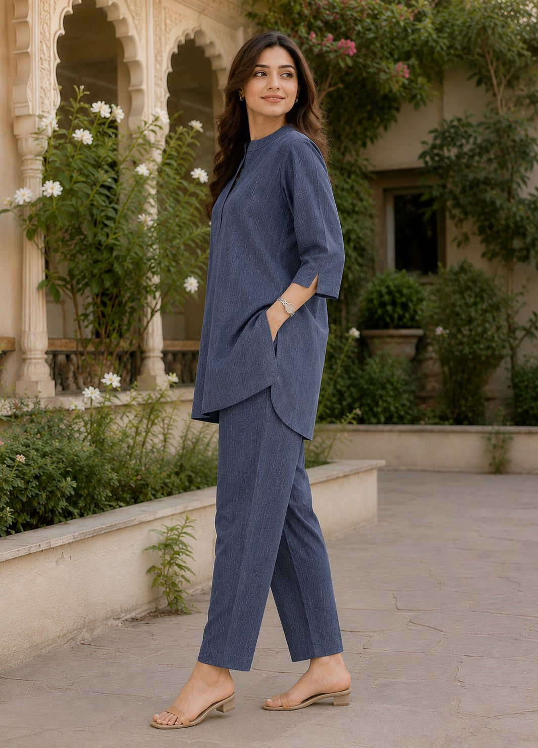 Women's Solid Cotton Straight Kurta with Trousers Set